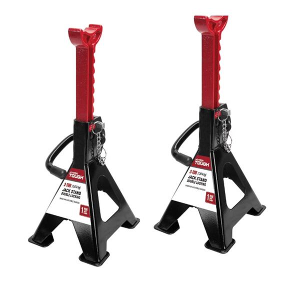 Hyper Tough T42001C 2 Ton Steel Jack Stands, Black, 1 Pair new distressed box - Picture 1 of 3